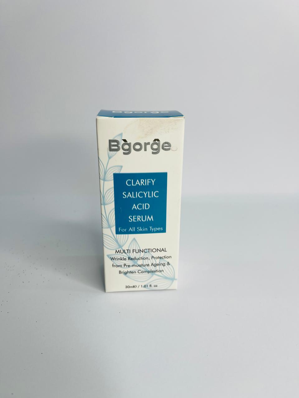 Bgorge Clarify Serum with Salicylic Acid for deep pore cleansing and clearer skin.