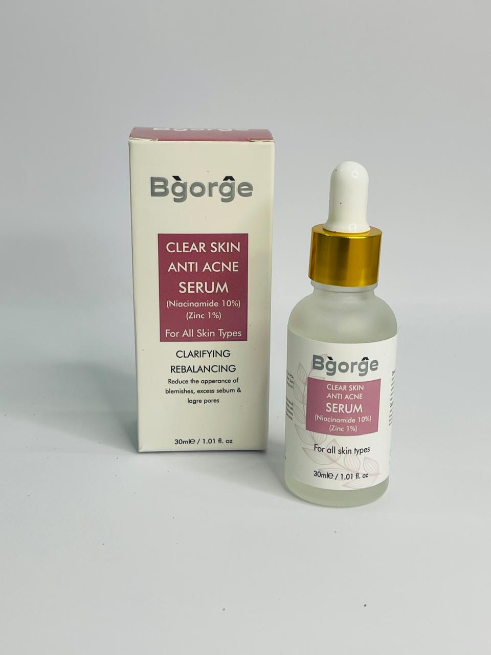 Bgorge Clear Skin Serum with advanced acne-fighting formula.